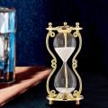Hourglass Timer, 15 Minutes, Gold Metal, for Desk, Office Decoration