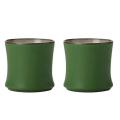 2 Pcs Ceramic Green Kung Fu Tea Cup Set Bamboo Mugs for Tea Teacup