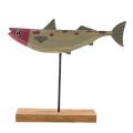 Nautical Theme Wooden Seafish with Stand Base Animal Table Decor-a