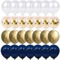 Navy Blue and Gold Confetti Balloons, Birthday Balloons for Party