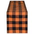 13x108inch Black and Orange Plaid Table Runner,for Party Home Decor