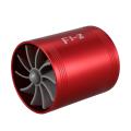 Double Turbo Charger Air Intake Gas Fuel Saver Fan for Car (red)