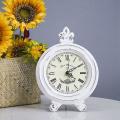 Vintage Table Clock Wood Small White Desk Clock Battery Operated