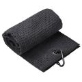2 Pcs Black Microfiber Towel with Carabiner for Sports (50x30cm)