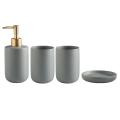Simple Ceramic Bathroom Four-piece Wash Set Mouthwash Cup Set Gray