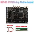 B250c Btc Mining Motherboard+switch Cable+ddr4 8gb 2666mhz Ram