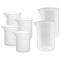 6pcs Measuring Cup Set, Crystal Epoxy Mold, 100ml/250ml with Scale