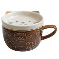 Creative Ceramic Coffee Mugs with Lid (brown)