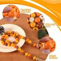 200 Pcs Wooden Beads with Hemp Rope for Fall Orange Natural
