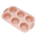 Mini Muffin 6-hole Silicone Round Mold Diy Tool 30x20.5x4.3cm(pink)
