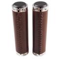 2 Pair Retro Bike Handlebar Grips Soft Pu Bike Handle Cover Non-slip