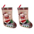 2 Pack Plaid Christmas Stockings for Christmas Party Decoration, B