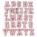 26pcs Letter Patches for Clothing Sew Glitter Fabric Patches,pink