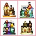 Light Up Christmas Houses Village Home Desktop Decor Statue House A