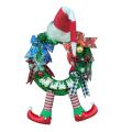 Christmas Striped Clown Elf Legs Wreath Front Door Hanging Wreath
