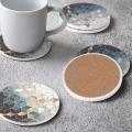 Around Absorbent Ceramic Stone Coasters with Cork Base,for Cold Drink