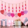 8 Pieces Valentine's Day Wooden Bead Heart Garlands for Home Decor