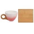 European Gradient Color Ceramic Coffee Cup Set Gift with Handle Pink