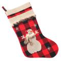Christmas Home Decor Socks, Red Black Plaid, Gift Bags (snowman)