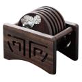 Ebony Round Wooden Square Chinese Style Tea Accessories Set D