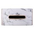 Golden Rim Tissue Marble Pu Leather Napkin Towel Holder Tissue Box