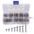 200pcs M3 Stainless Steel Flat Head Screws Kits Self-tapping Screws