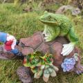 Frog Gnome Garden Statue with Solar Light, for Outdoor Decoration