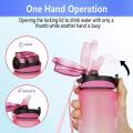 1000ml Water Bottle with Time &straw Large Wide Mouth Leakproof A