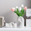 Nordic Ceramic Vase Handmade White Flower Arrangement Home Decor -a
