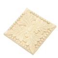 Natural Wood Appliques Square Flower Carving Decals 10x10cm