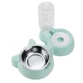 Double Dog Cat Bowls - with Automatic Waterer Bottle Green