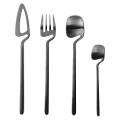 Stainless Steel Dinner Knife Fork Spoon Dinnerware Set (black,4 Pcs)