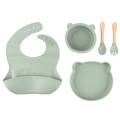 Children's Forks and Spoons Silicone Food Plate Feeding Plate Set 2