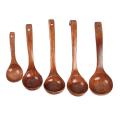 5pcs Wooden Soup Ladle Spoon Porridge Spoon for Kitchen Restaurant