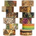 12rolls Gold Foil Wild Animals Print Tapes for Diy Crafts,wrapping