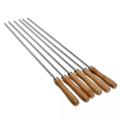 6pcs/lot Bbq Skewers Tools Polishing Wooden Handle Grill Sticks 42cm