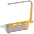 Telescopic Sink Storage Rack,drying Holder Stand for Kitchen Yellow