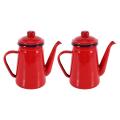 2x 1.1l Enamel Pot Hand Tea Kettle Induction Cooker Gas Stove Red