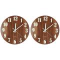 2x 12 Inch Night Light Function Wooden Wall Clock Operated Clocks