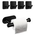 Toilet Paper Holder No Drilling Self-adhesive Stainless Steel Black