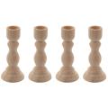 4pcs Unfinished Wood Candlestick Holder for Ready to Stain, Decor
