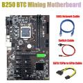 Motherboard with Sata 15pin to 6pin Cable+rj45 Cable+switch Cable
