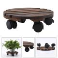 Plant Stand Caddy Flower Pot Wooden Trolley Mover with Wheels-35cm