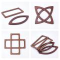 4pcs Oval Rectangle Wooden Handle Replacement for Handbag Crafting