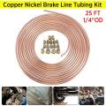 Copper Nickel Brake Kit 1/4inch Od 25 Ft Coil Roll Tube & 16 Pcs Nut