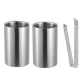 2 Pack Stainless Steel Double Wall Wine Cooler Bucket, with Clamp