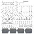 120pcs16 Different Types Of Pegboard Hooks Plastic Bins, for Garage