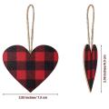 Red Buffalo Plaid Ornament Wooden Slice for Valentine's Day Decor