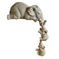 Resin Ornaments, 1 Elephant Mothers and 2 Babies Handicraft Statues