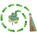 St Patrick's Day Wood Beads Garland with Tassels Wood Beaded Ornament